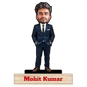 Personalized Corporate Men Caricature With 6 Inches Wooden Stand