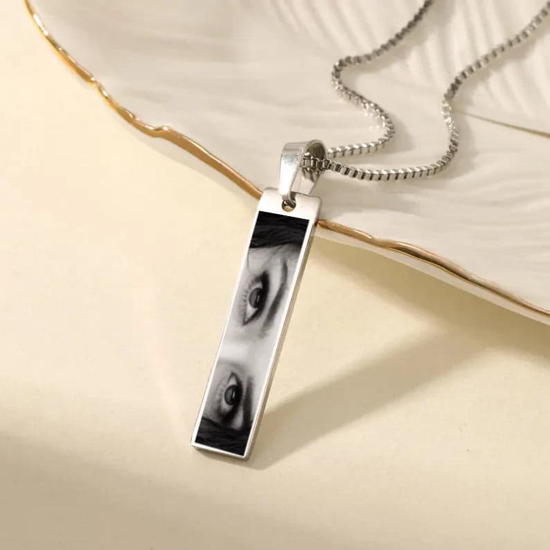 Personalized Photo Eye Necklace – Silver
